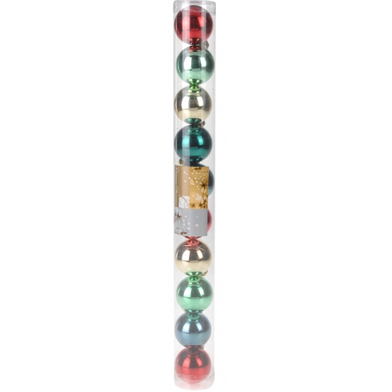 Image of 10 kerstballen glanzend bonte kleuren