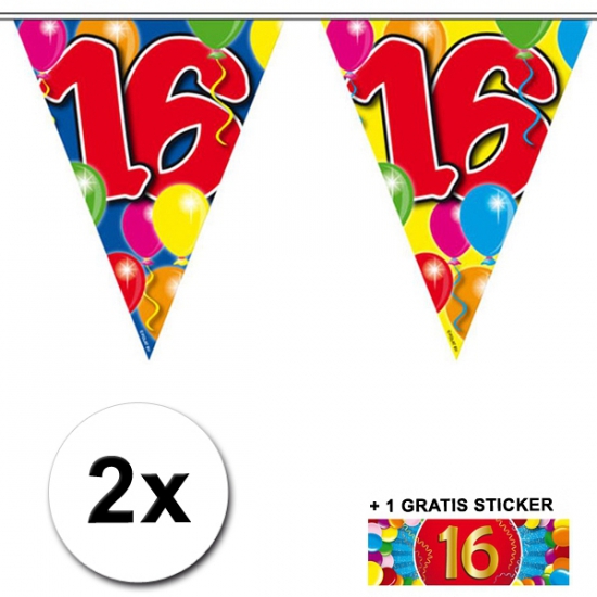 Image of 2x Vlaggenlijnen 10 meter 16 jaar met free sticker