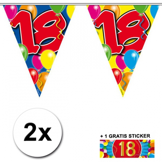 Image of 2x Vlaggenlijnen 10 meter 18 jaar met free sticker