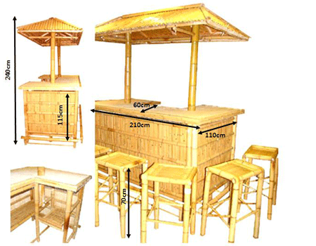 Image of Bar met bar krukken van bamboe