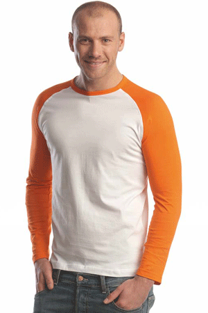 Image of Baseball shirt met oranje mouwen