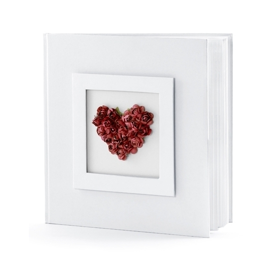Image of Bruiloft gastenboek met rood hart
