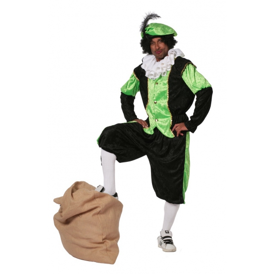 Image of Carnavalskostuum Groene zwarte pieten kostuum budget