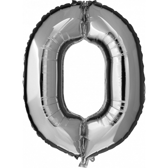 Image of Cijfer 0 ballon zilver