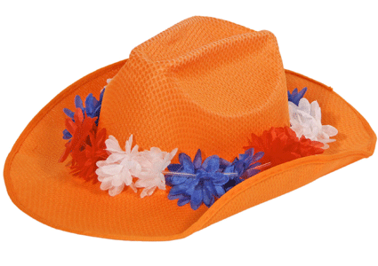Image of Cowboyhoed oranje met bloemen