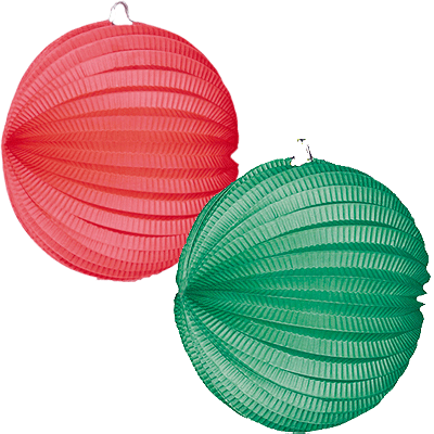 Image of Groene en rode feest lampionnetjes
