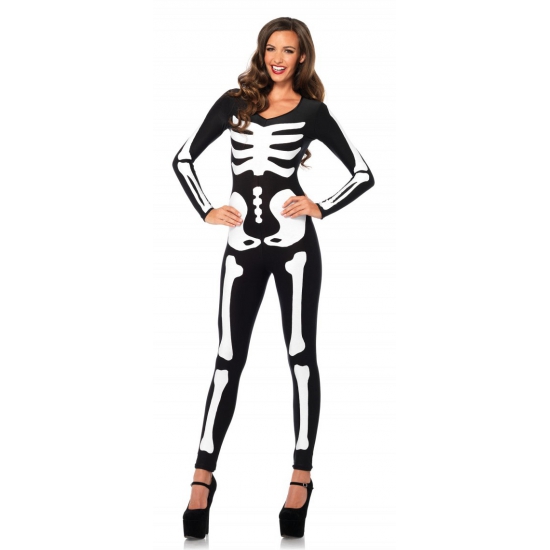 Image of Halloween glow in the dark skelet catsuit