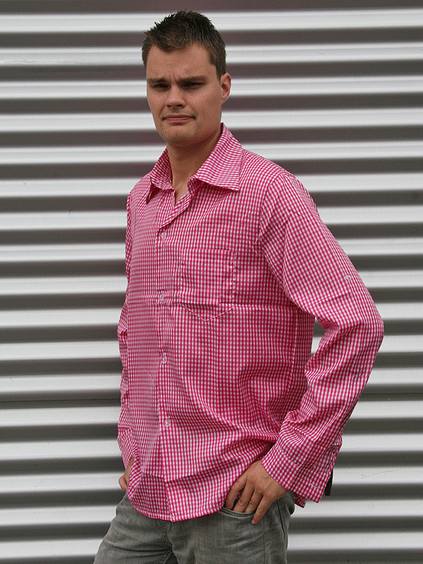 Image of Heren overhemd met roze ruit