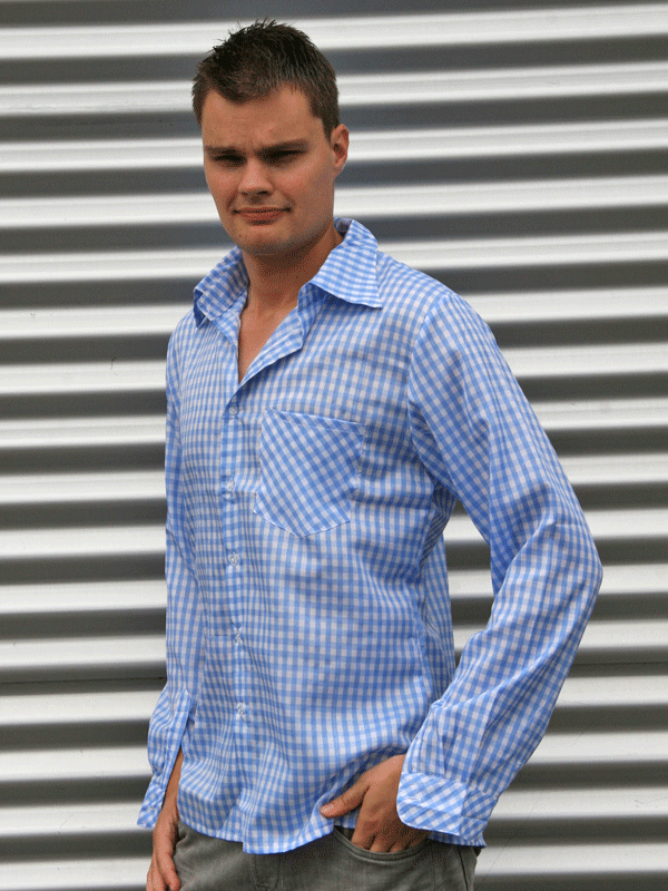 Image of Heren shirt met blauwe ruit