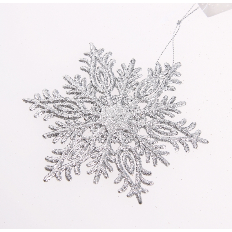 Image of Kersthanger sneeuwvlok zilver glitter type 3