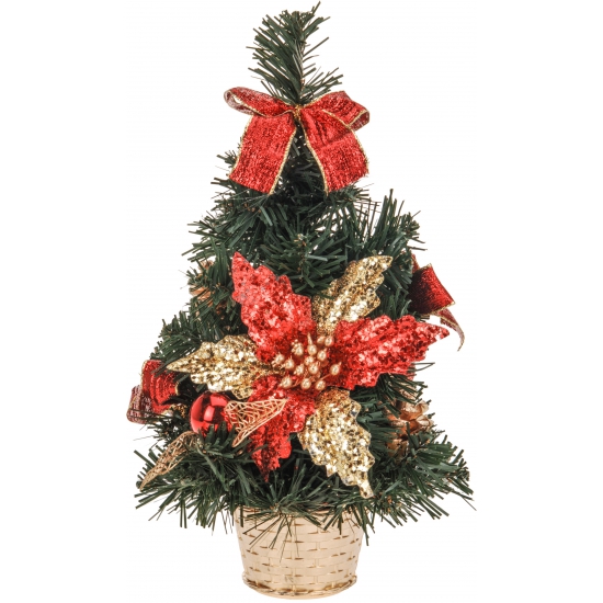 Image of Mini Kerstboom met rode decoratie 30 cm