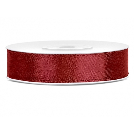 Image of Satijn sierlint bordeaux rood 12 mm