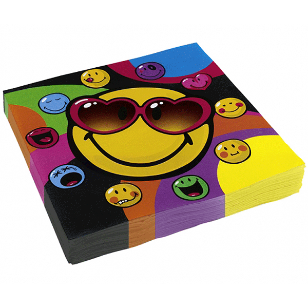 Image of Servetten met smileys en verschillende kleuren