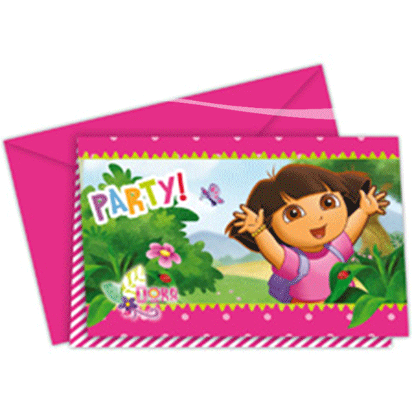 Image of Verjaardag uitnodigingen Dora karton