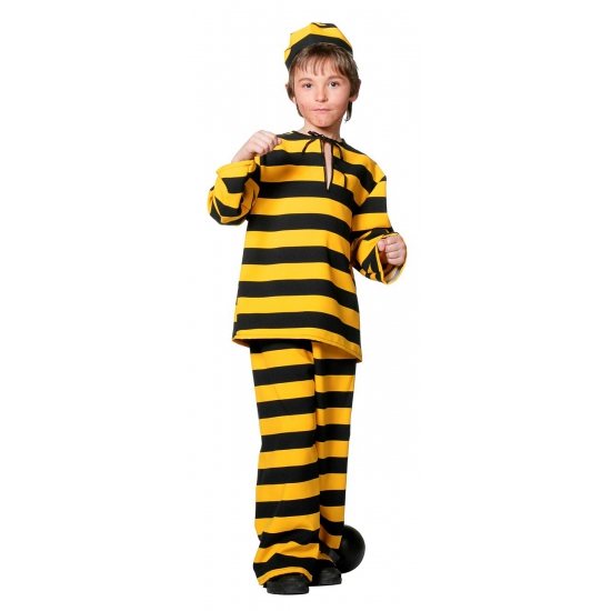 Image of Verkleed boeven kostuum zwart/geel voor kinderen