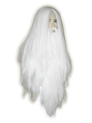 Image of Witte Gandalf look pruik met lange baard
