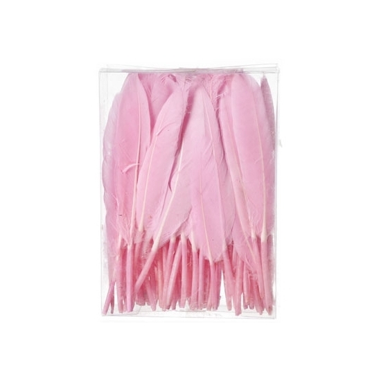 Image of Zakje decoratie veren roze 100 stuks 13 cm