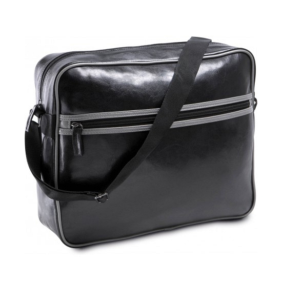Image of Zwart schoudertas met twee vakken