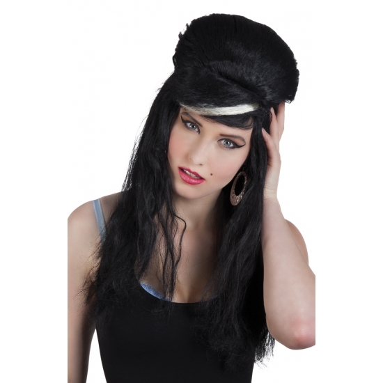 Image of Zwarte pruik met hoge knot Amy