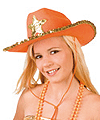 Oranje cowboyhoed met goud.Oranje hoeden & petten