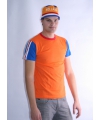 Heren t-shirt rood, wit en blauw.Oranje kleding