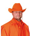 Oranje cowboy hoed met koord.Oranje hoeden & petten