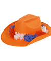 Cowboyhoed oranje met bloemen.Oranje hoeden & petten