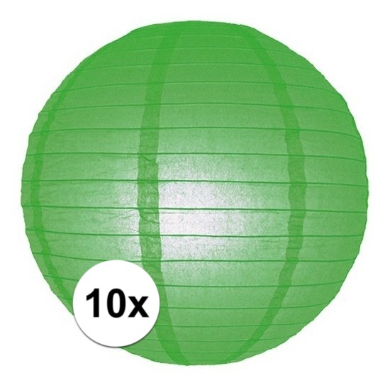 10x Feest versiering ronde groene lampionnen 25 cm