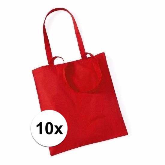 10x Goedkoop linnen tasjes rood 10 liter