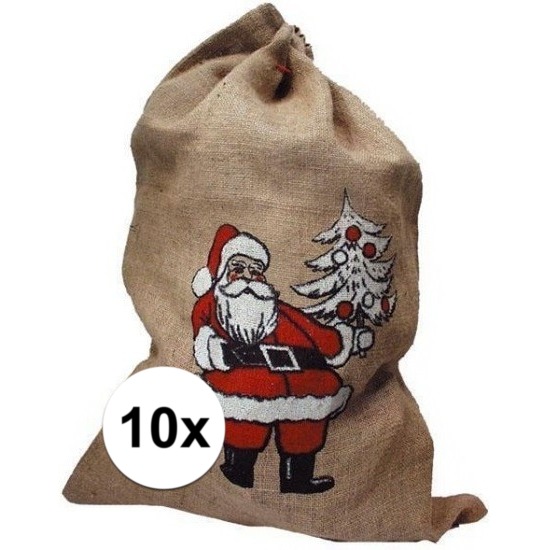 10x Jute zakken voor kerstcadeau-kerstcadeautjes