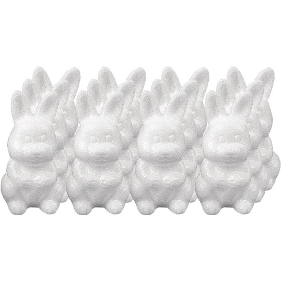 12x Piepschuim konijnen-hazen decoraties 8 cm hobby