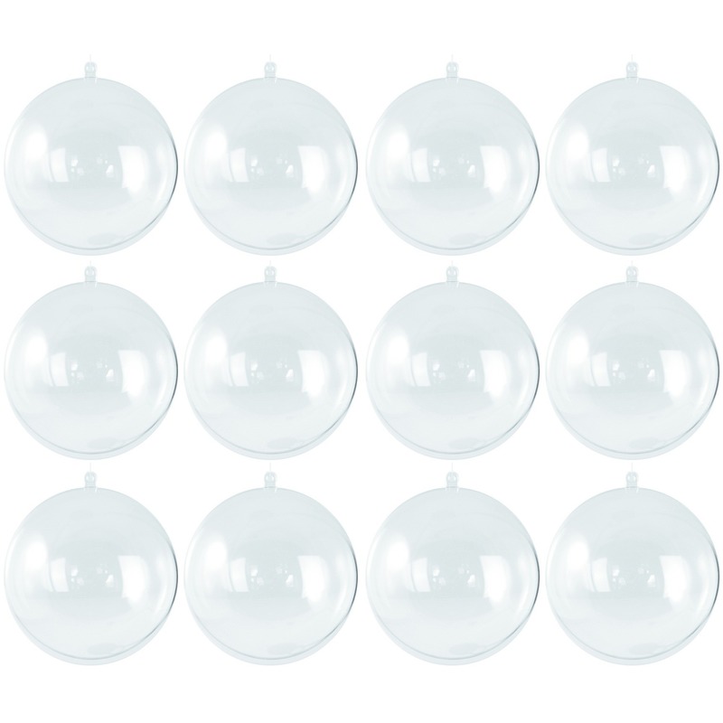 12x Transparante kerstballen 8 cm