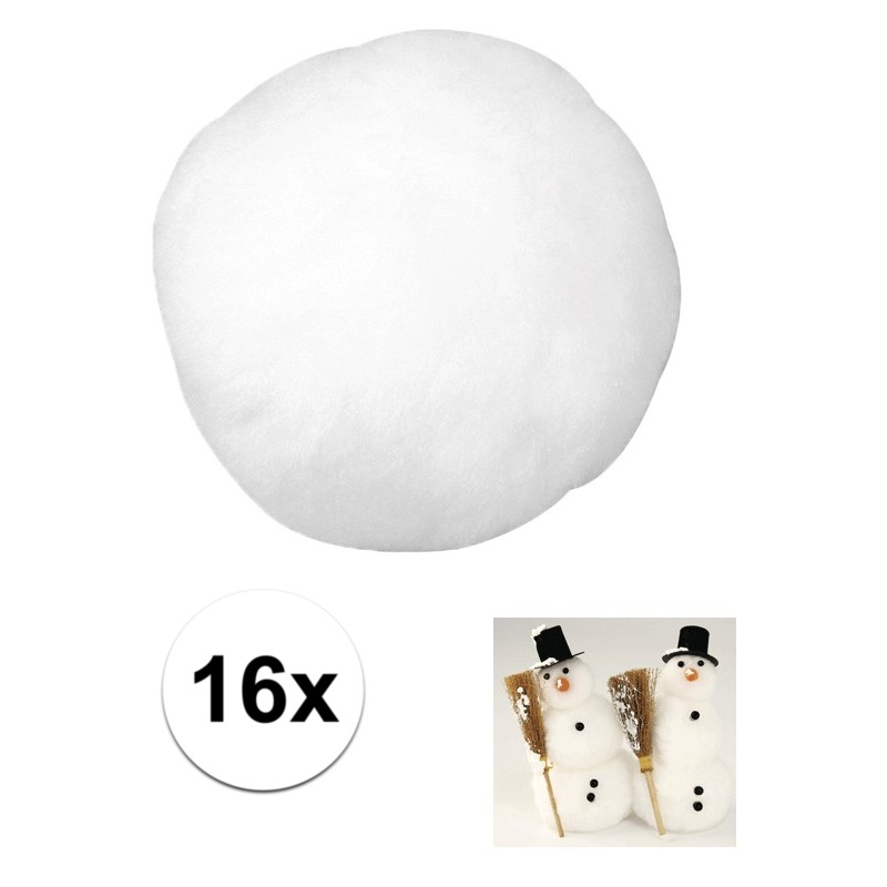 16x Witte sneeuwballen 6 cm