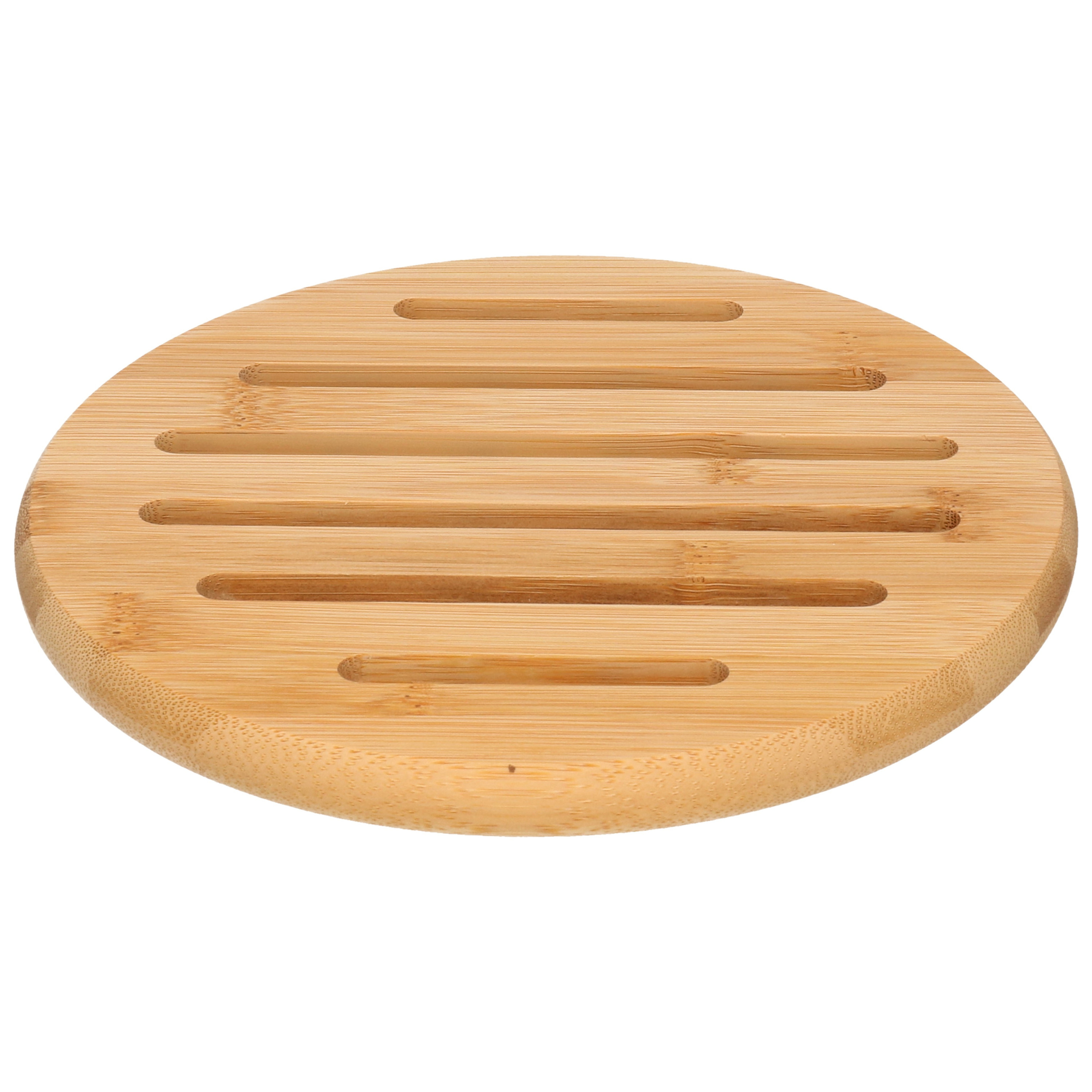 1x Luxe houten pannenonderzetters rond 20 cm