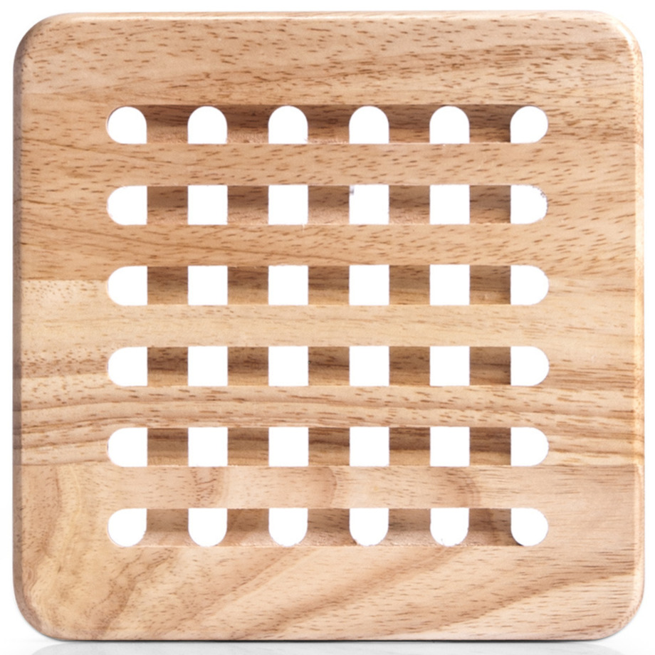 1x Luxe houten pannenonderzetters vierkant 20 cm