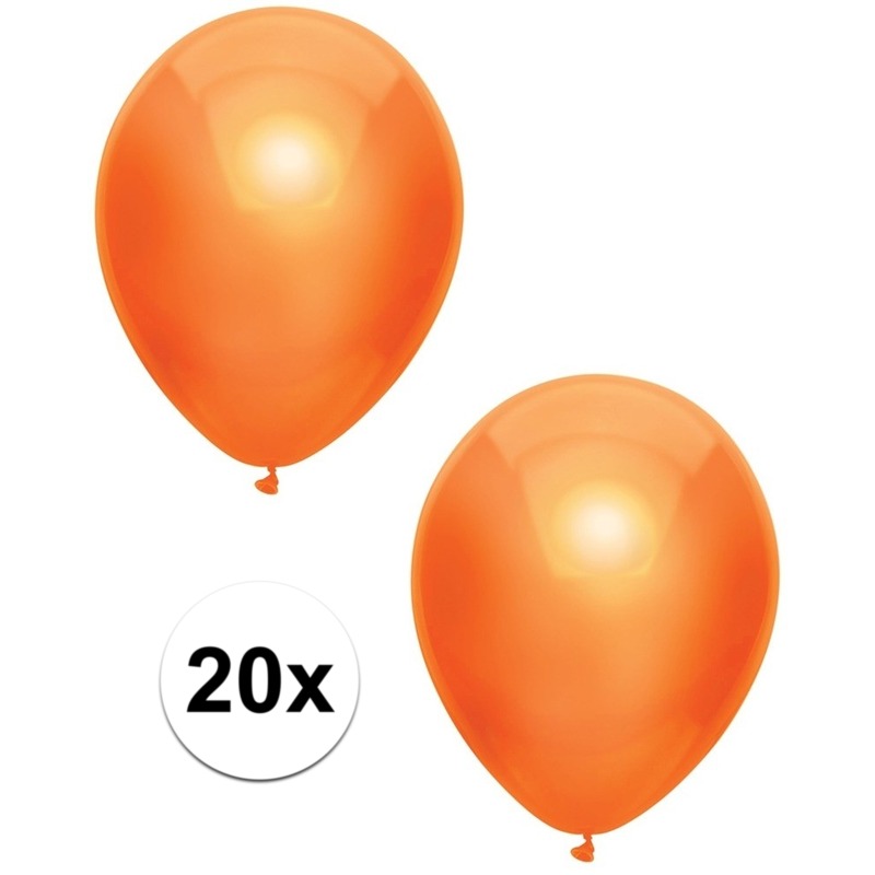 20x Oranje metallic ballonnen 30 cm