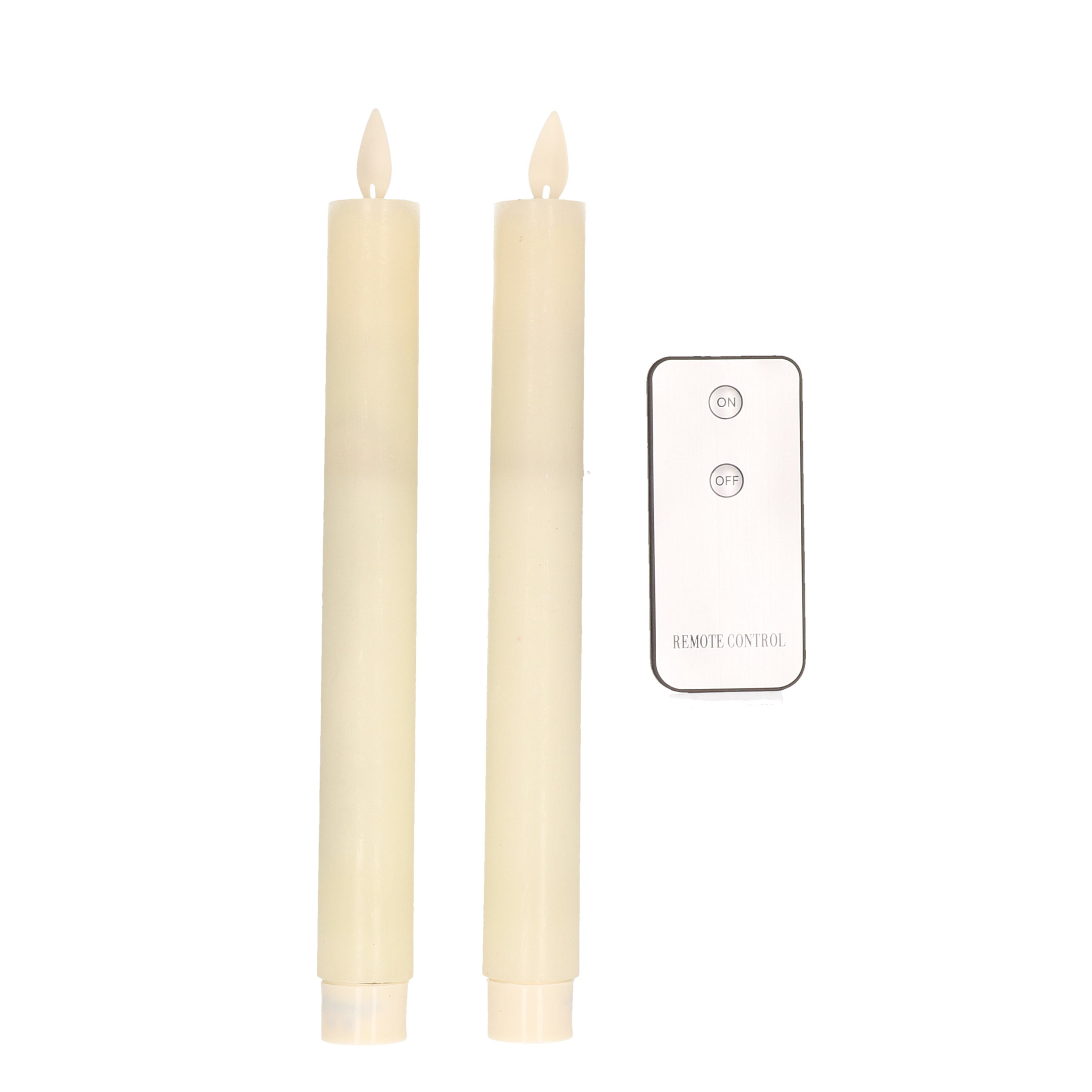 2x Ivoor LED kaarsen-dinerkaarsen op afstandsbediening 23 cm