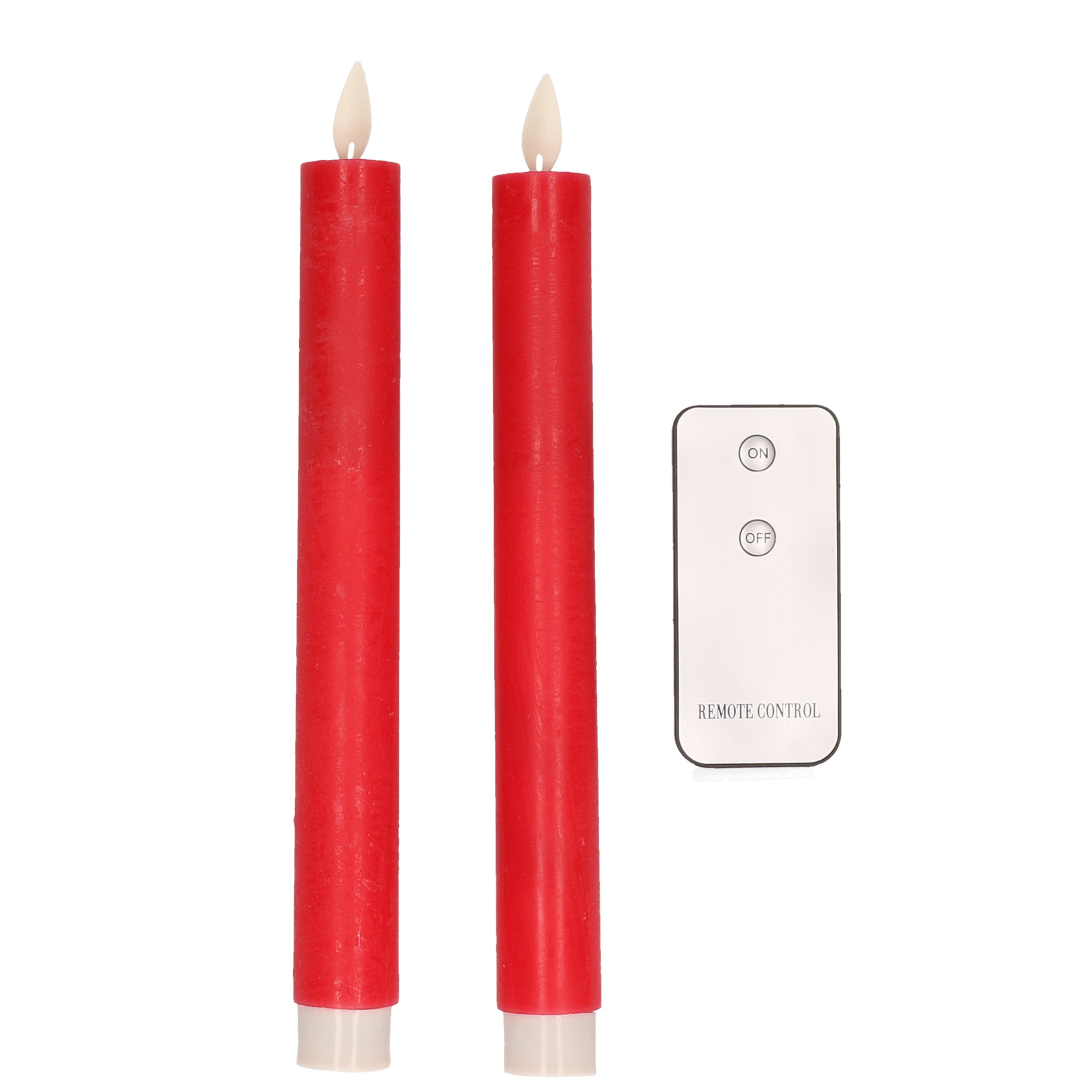 2x Rode LED kaarsen-dinerkaarsen op afstandsbediening 23 cm