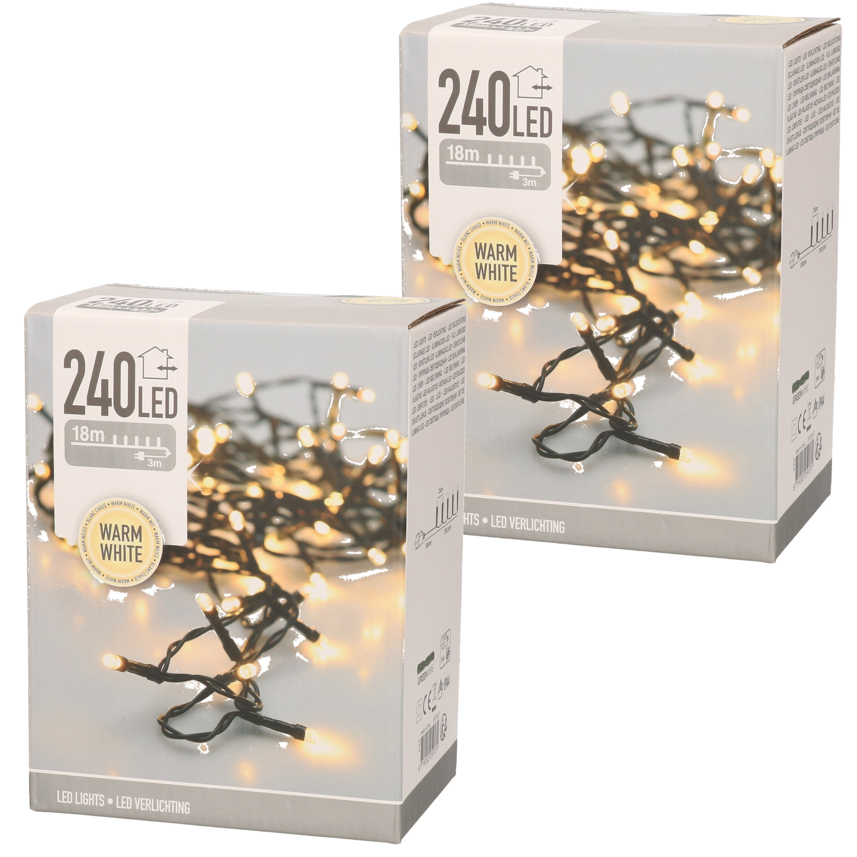 2x stuks Kerst verlichting 240 LED lampjes wit