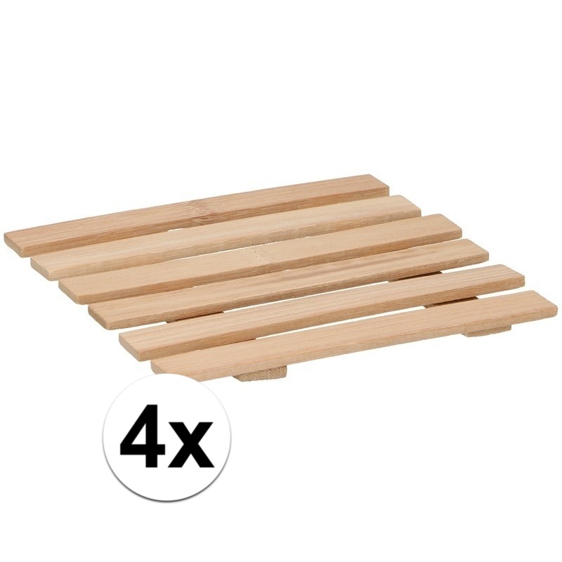 4x Bamboe pannenonderzetters 17 x 18 cm
