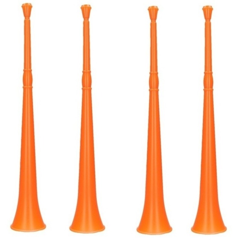 4x Oranje vuvuzela grote blaastoeters 48 cm