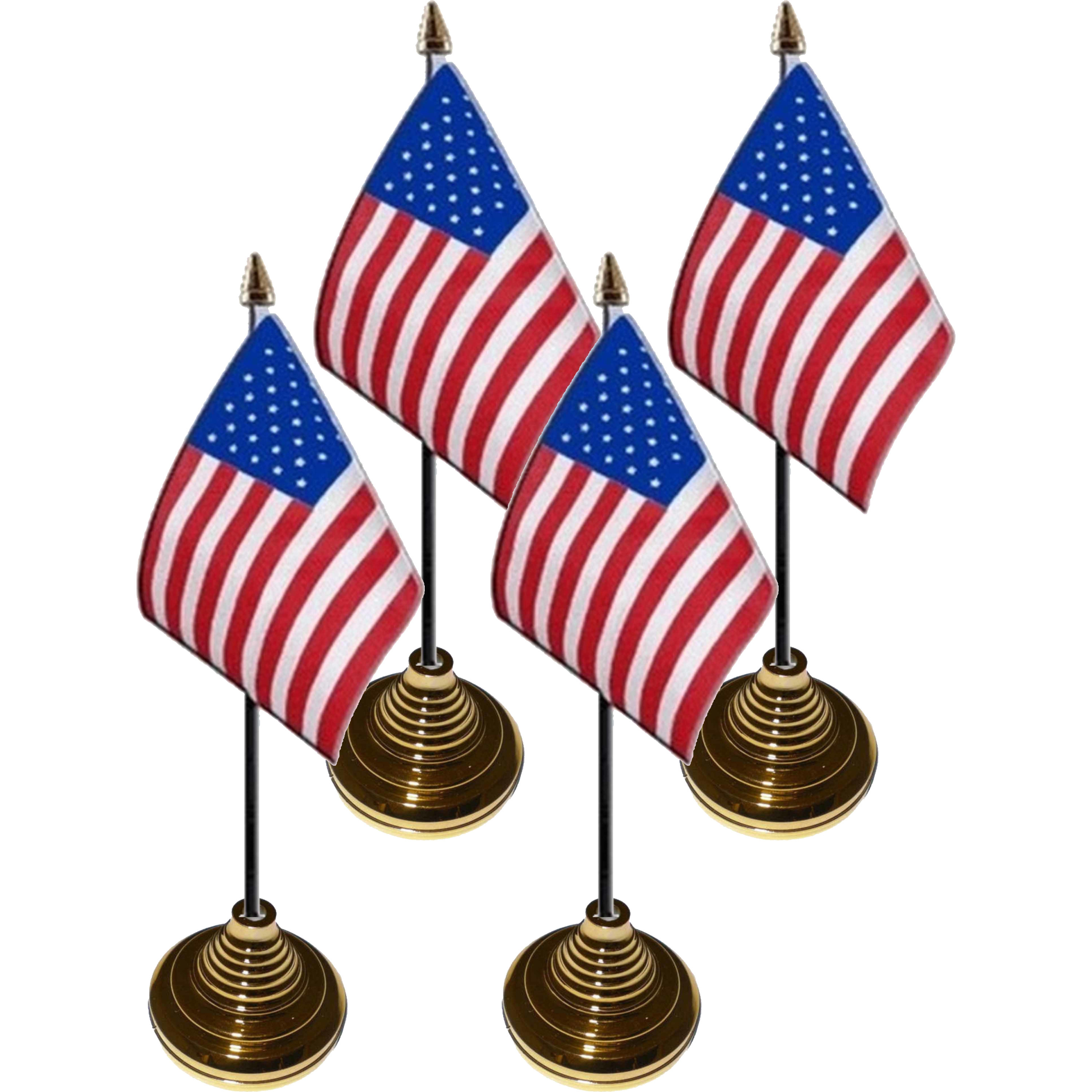 4x stuks Tafelvlaggetjes USA-Amerika op voet van 10 x 15 cm