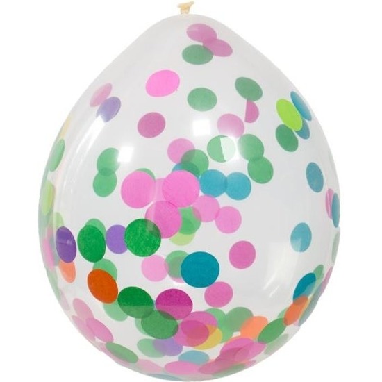 4x Transparante ballonnen gekleurde confetti 30 cm