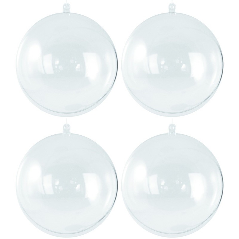 4x Transparante kerstballen 8 cm