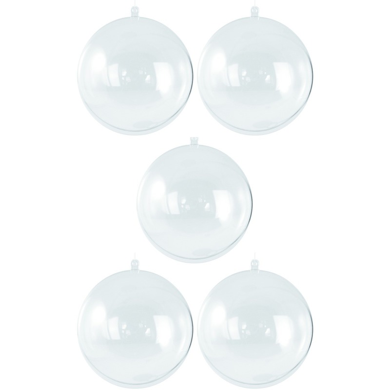 5x Transparante kerstballen 8 cm