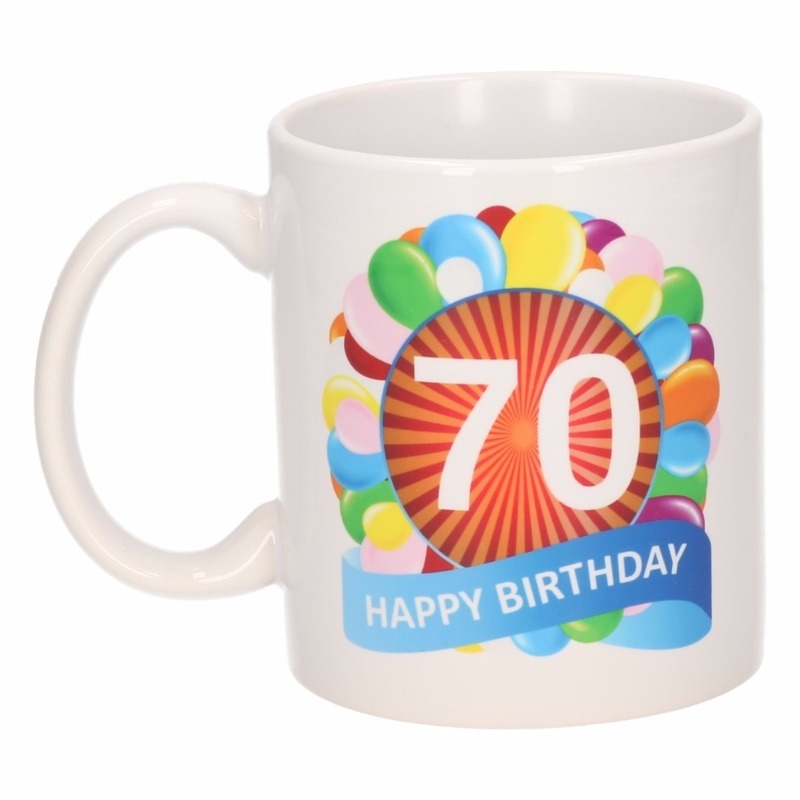 70 jaar verjaardag ballon thema theemok 300 ml