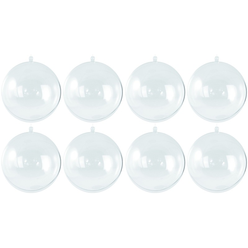 8x Transparante kerstballen 8 cm