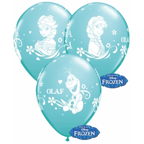 Anna, Elsa en Olaf ballonnen blauw 6x stuks