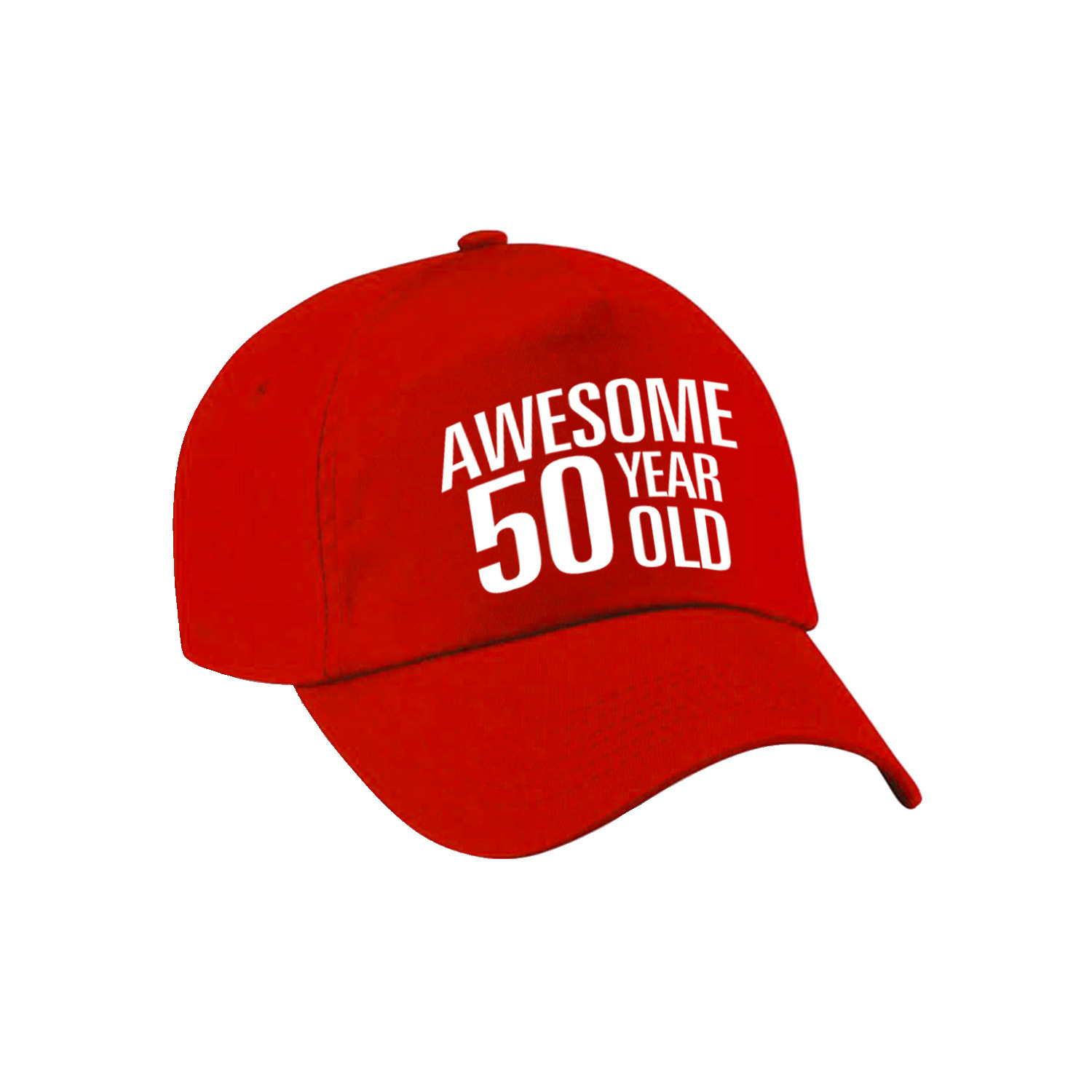 Awesome 50 year old verjaardag pet-cap rood voor dames en heren