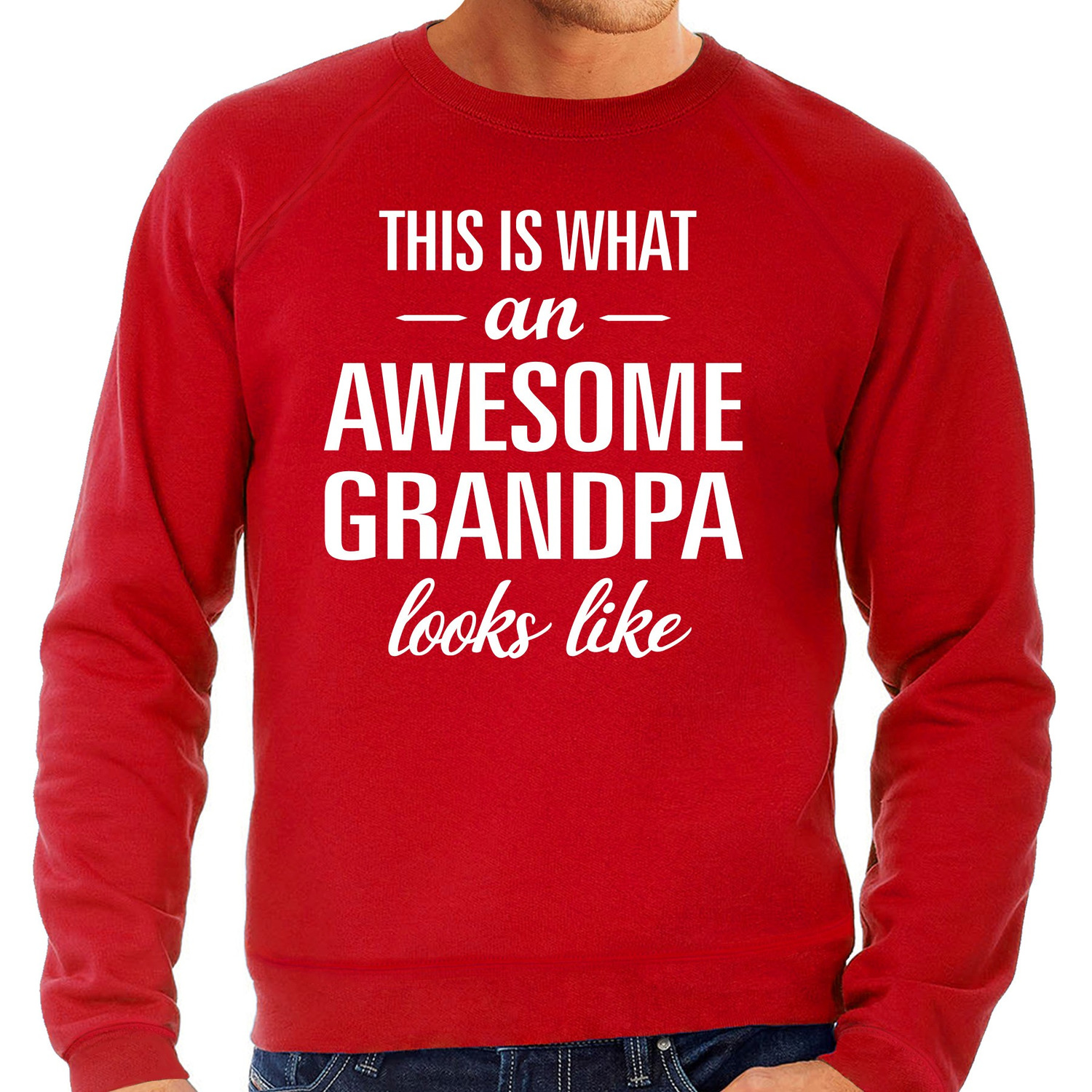Awesome grandpa-opa cadeau sweater rood heren
